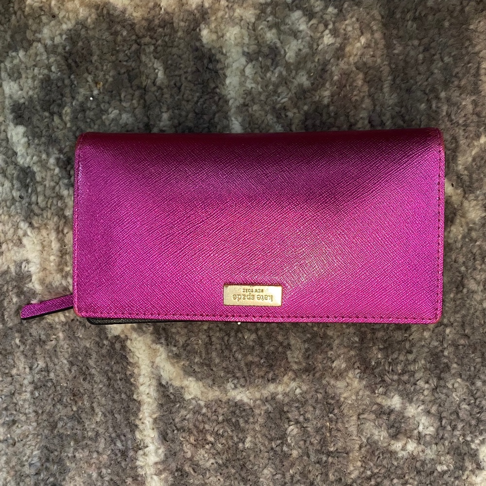 Metallic Pink Kate Spade Bifold Wallet